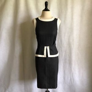NWT Shelby Palmer M B&W Dot Contrast Peplum Dress